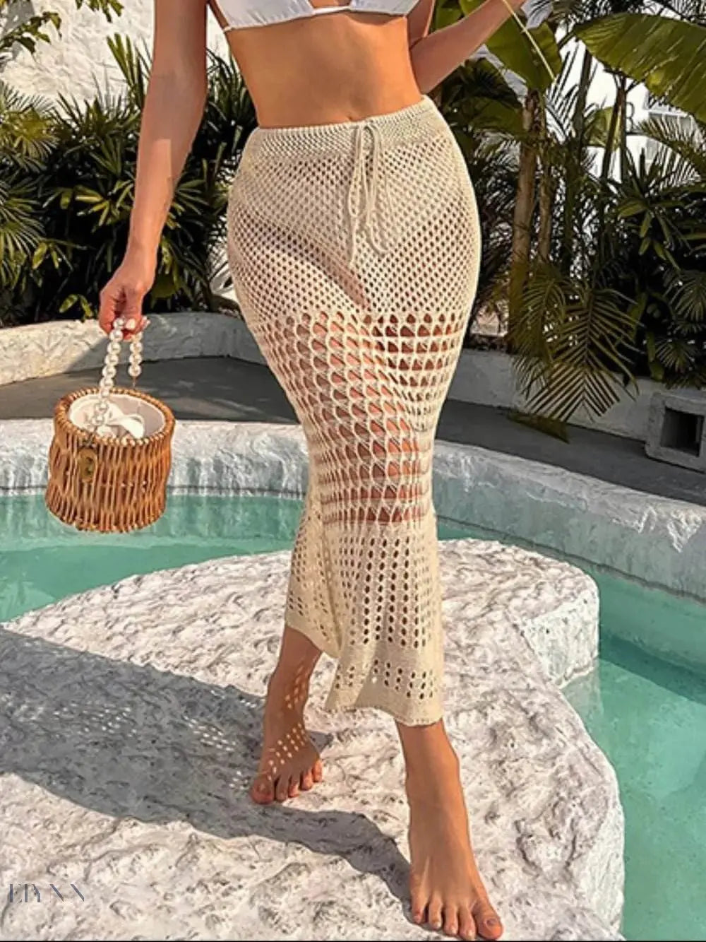 Tied Hollow Out Cover-Up Skirt - EBYNN