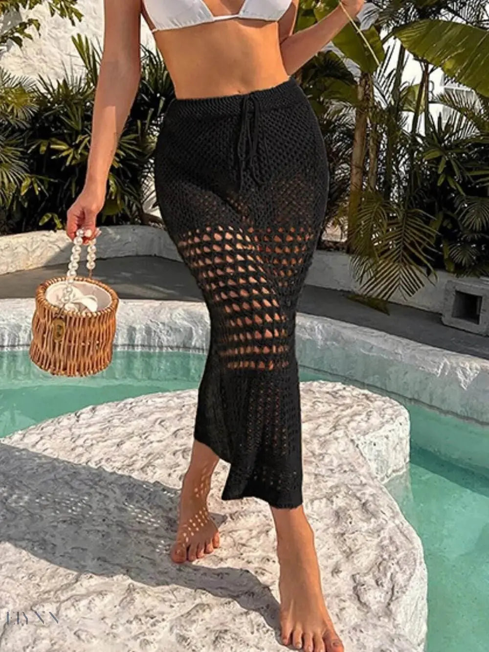 Tied Hollow Out Cover-Up Skirt - EBYNN