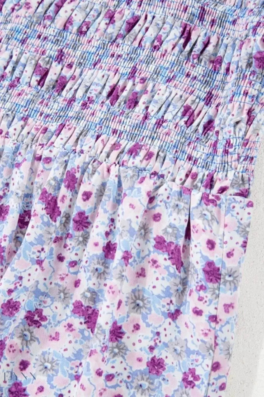 Tiered Floral Shirred High Waist Maxi Dress - EBYNN