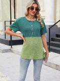 Two-Tone Short Sleeve Top for Effortless Style and Versatility - EBYNN