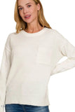 Zenana High-Low Sweater with Round Neck Design for Effortless Style - EBYNN