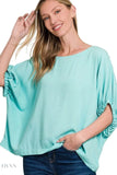 Zenana Woven Oversized Top in Mint Green for Effortless Style - EBYNN