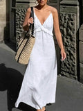 Ruffled V-Neck Maxi Dress.