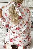 Printed Collared Neck Top and Pants Lounge Set.