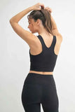 Square Neck Soft Ribbed Racerback Active Bra.