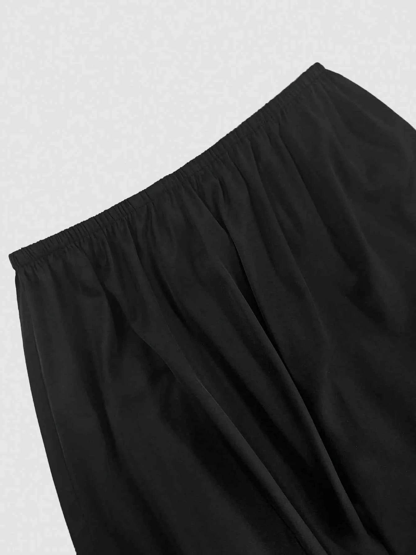 V-Neck Button Detail Vest and Skirt Two-Piece Set - EBYNN