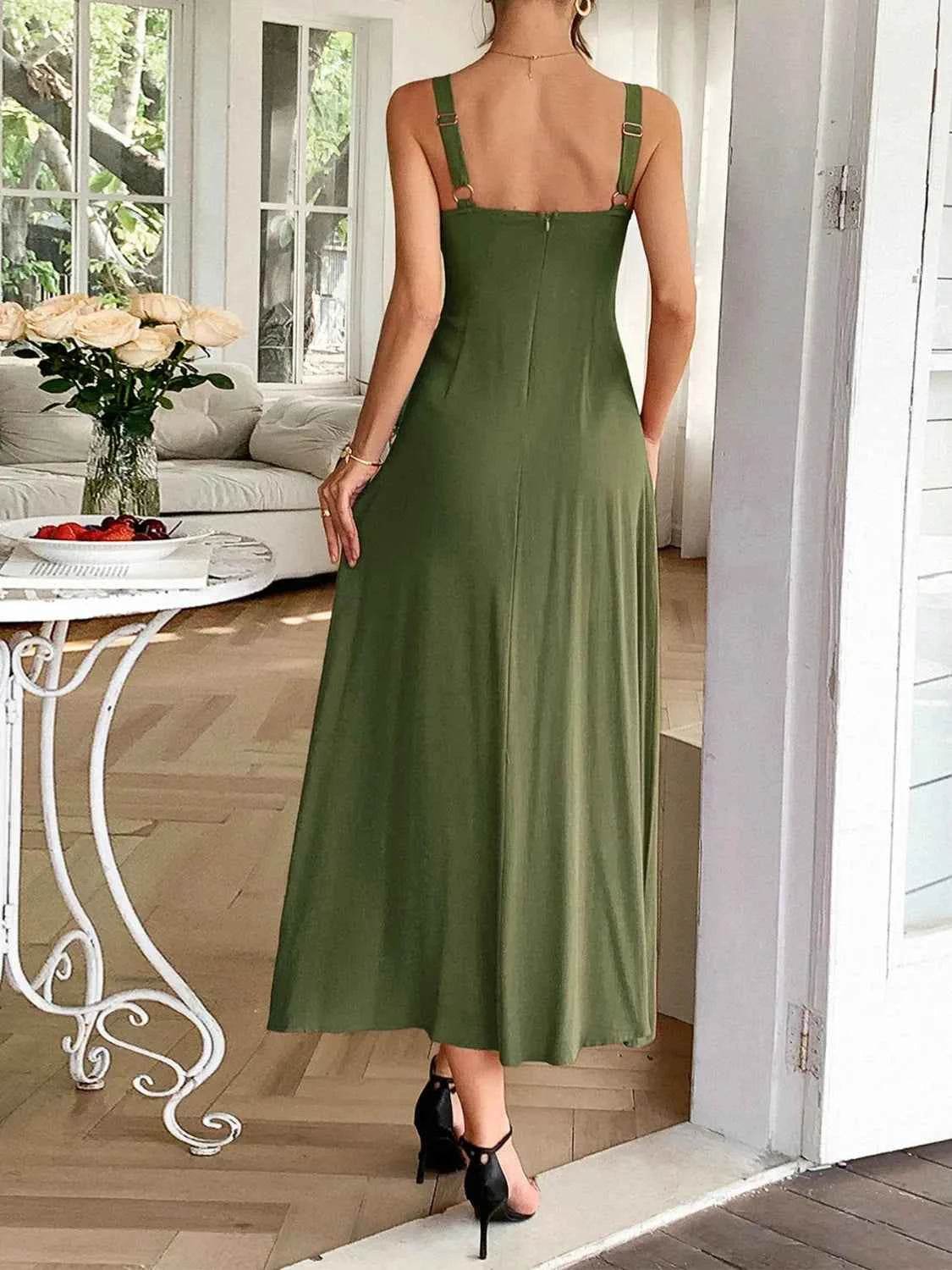 Contrast Wide Strap Midi Cami Dress.