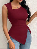 Slit Asymmetrical Tank Top.