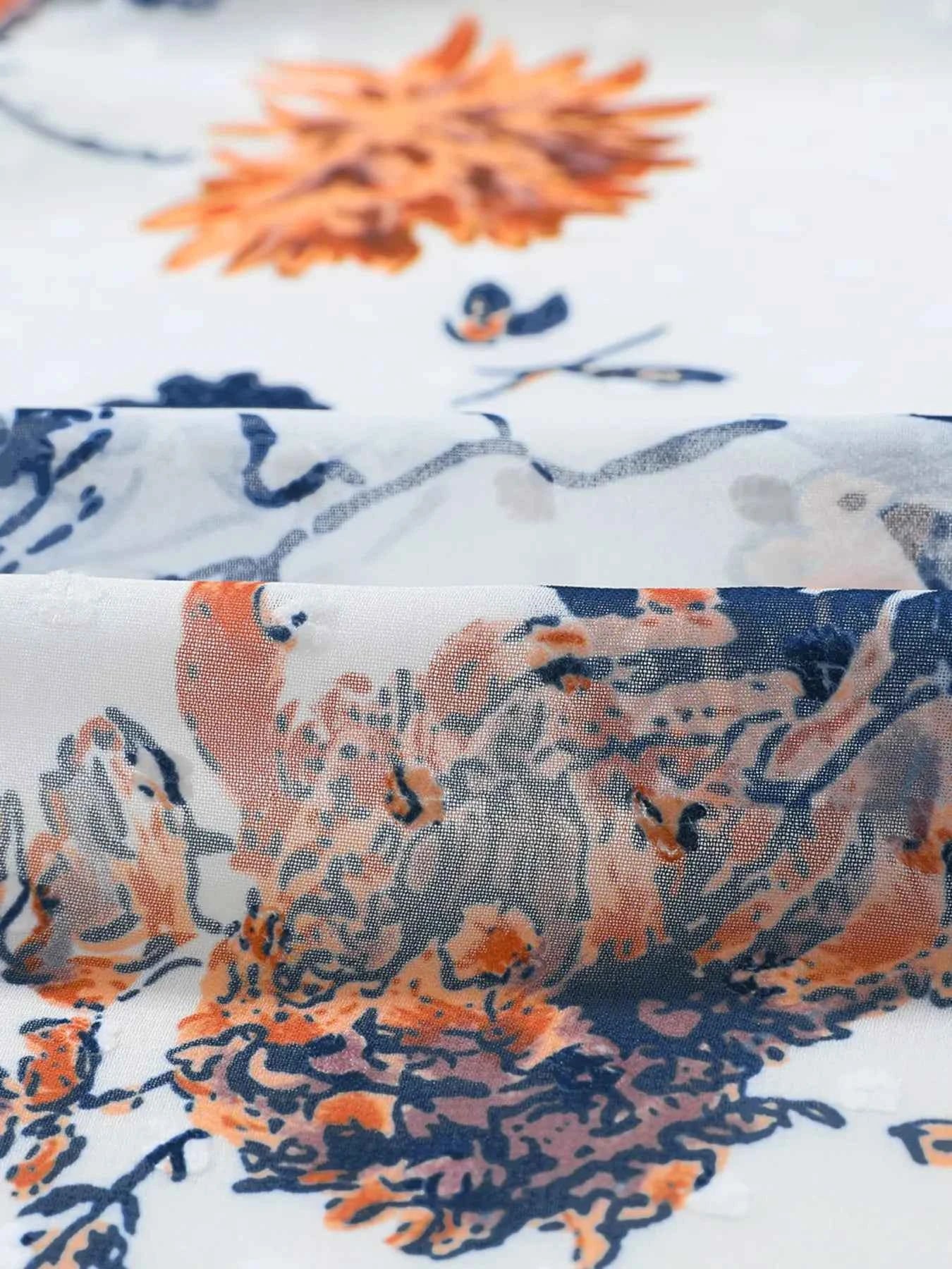 Floral Print Open Front Cover Up.