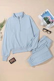 Half Zip Long Sleeve Top and Joggers Set - EBYNN
