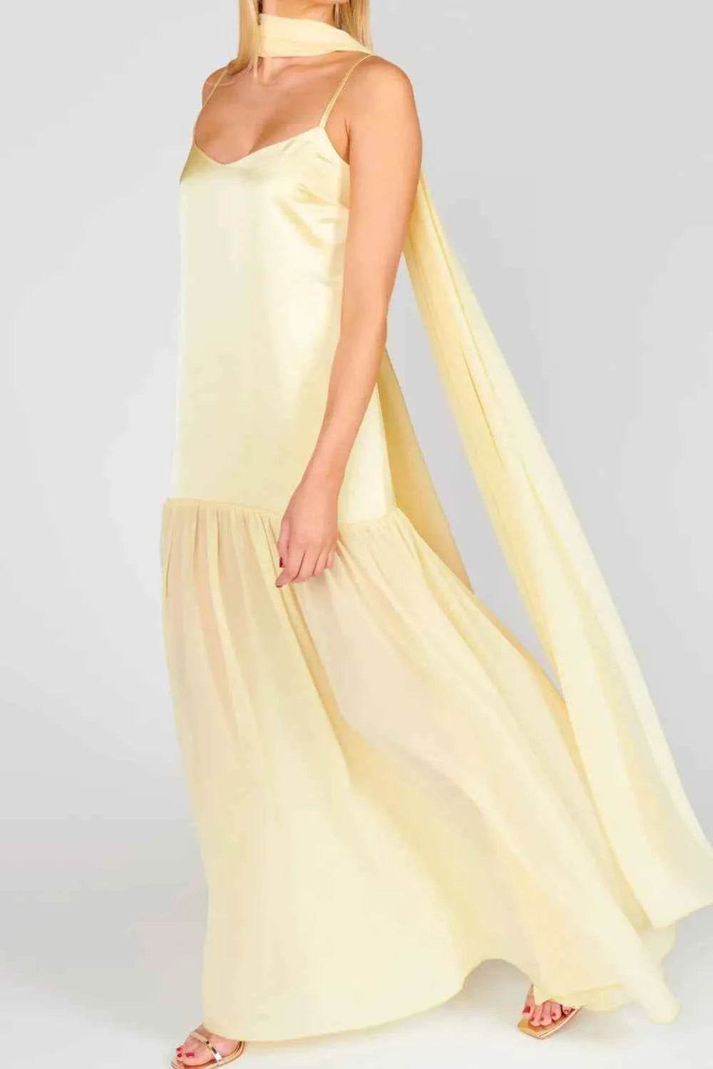 Adjustable Strap Maxi Cami Dress with Scarf.