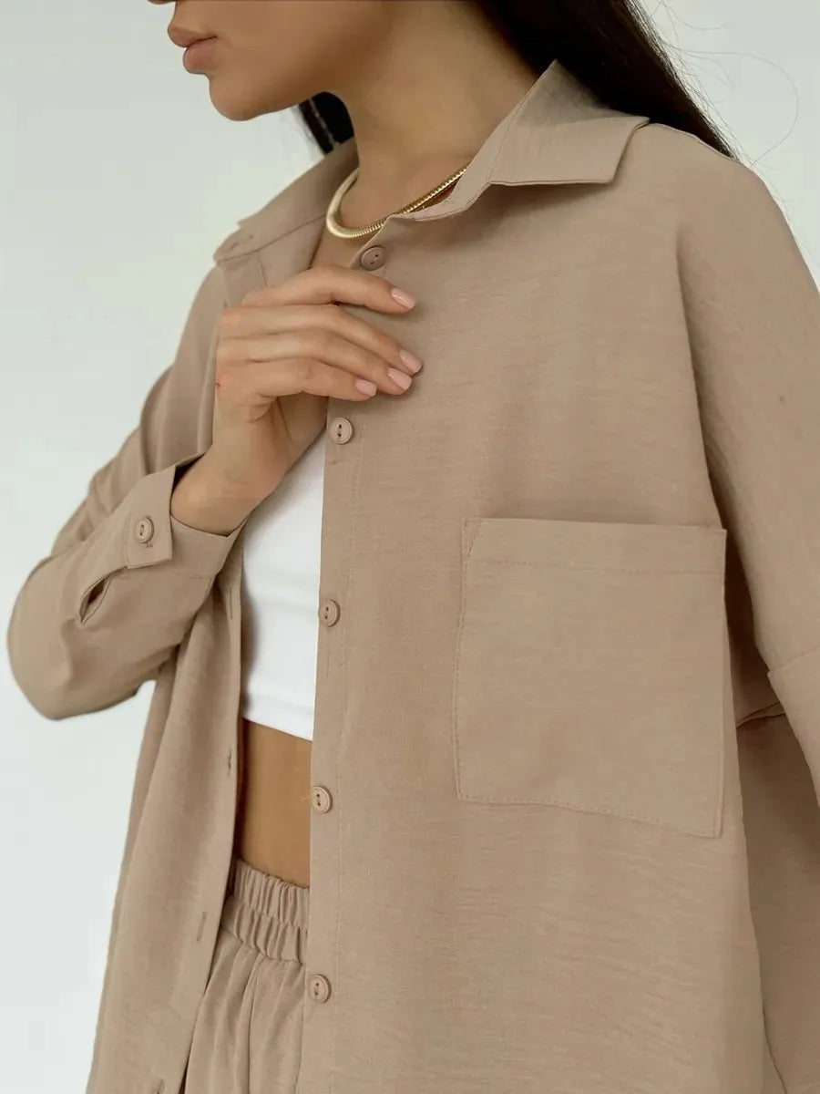 Button Up Long Sleeve Shirt and Pants Set.