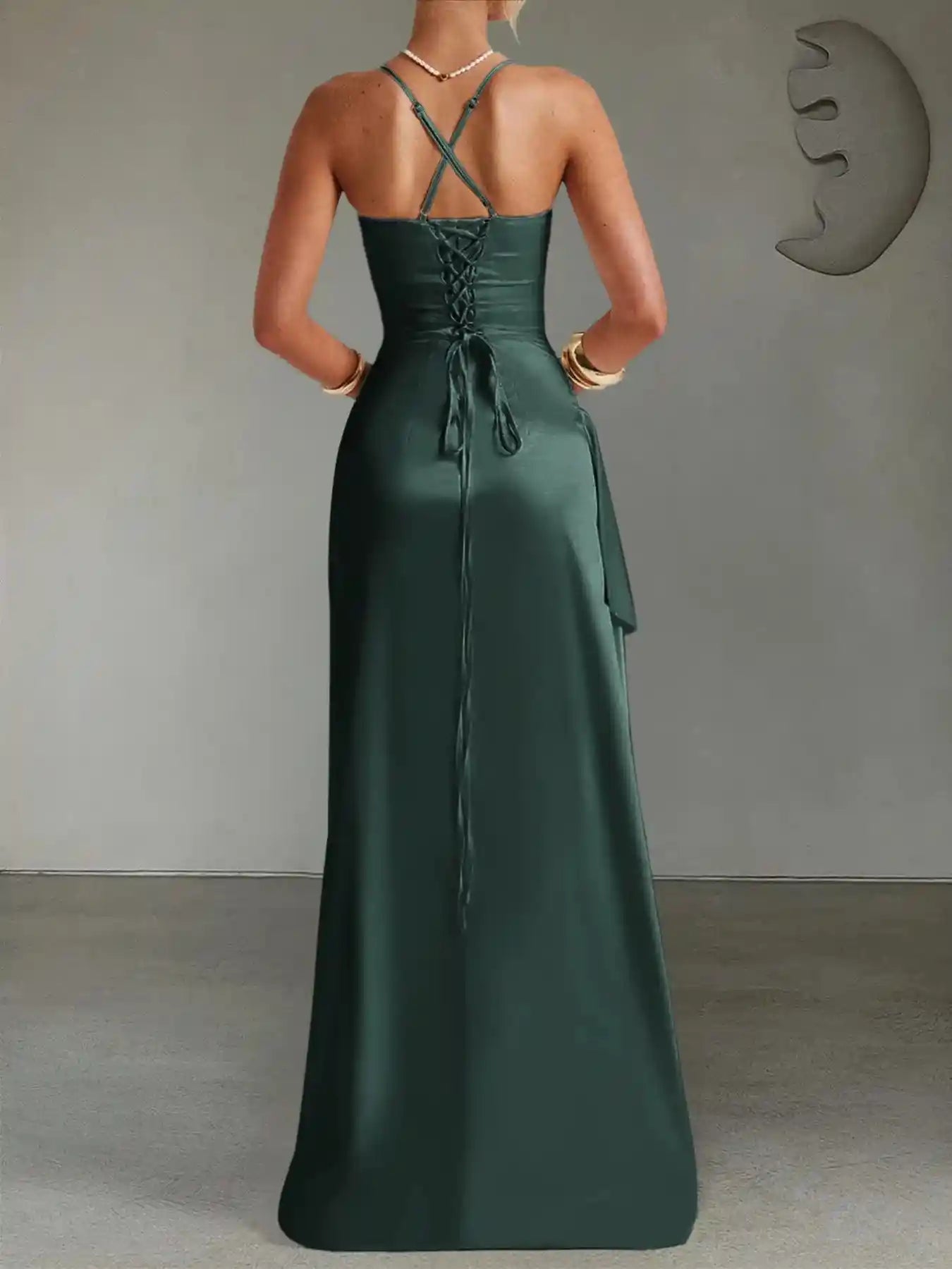 Slit Crisscross Back Maxi Cami Dress.