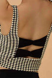 Crisscross Back Houndstooth Active Bra.
