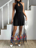 Cutout Halter Neck Floral Dress.