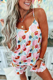 Printed V-Neck Cami and Shorts Lounge Set.