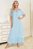 Lace Detail Short Sleeve Lounge Dress.