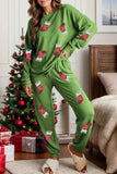 Sequin Lounge Set with Long Sleeve Top and Pants.