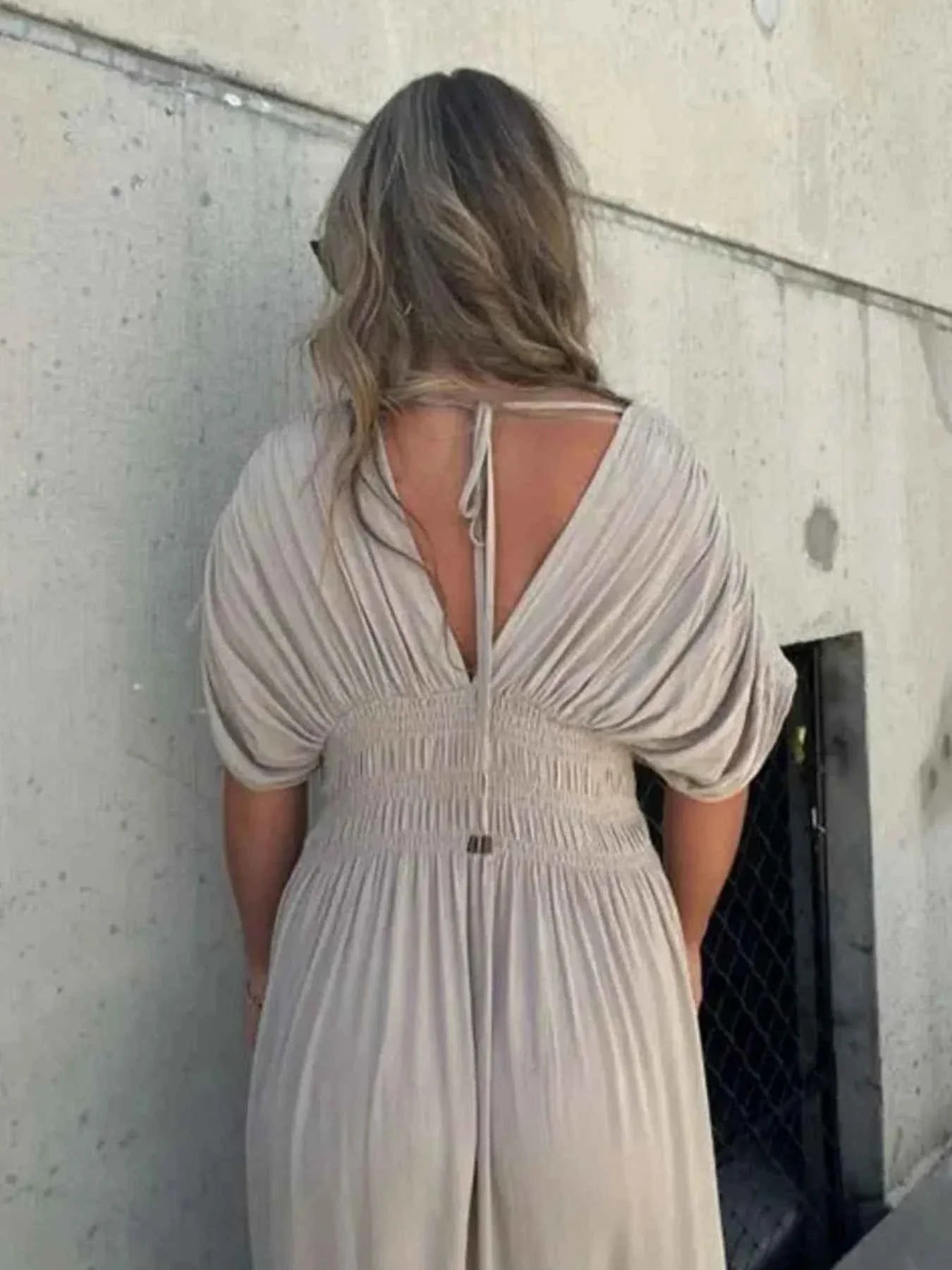 Plus Size Deep V-Neck Maxi Dress with Side Slit.