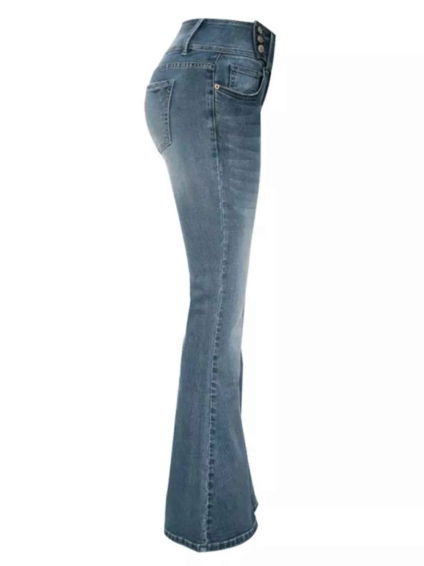 Plus Size Vintage Wash Flare Jeans.