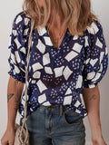 Abstract Puff Sleeve Blouse with Frilled Details - EBYNN