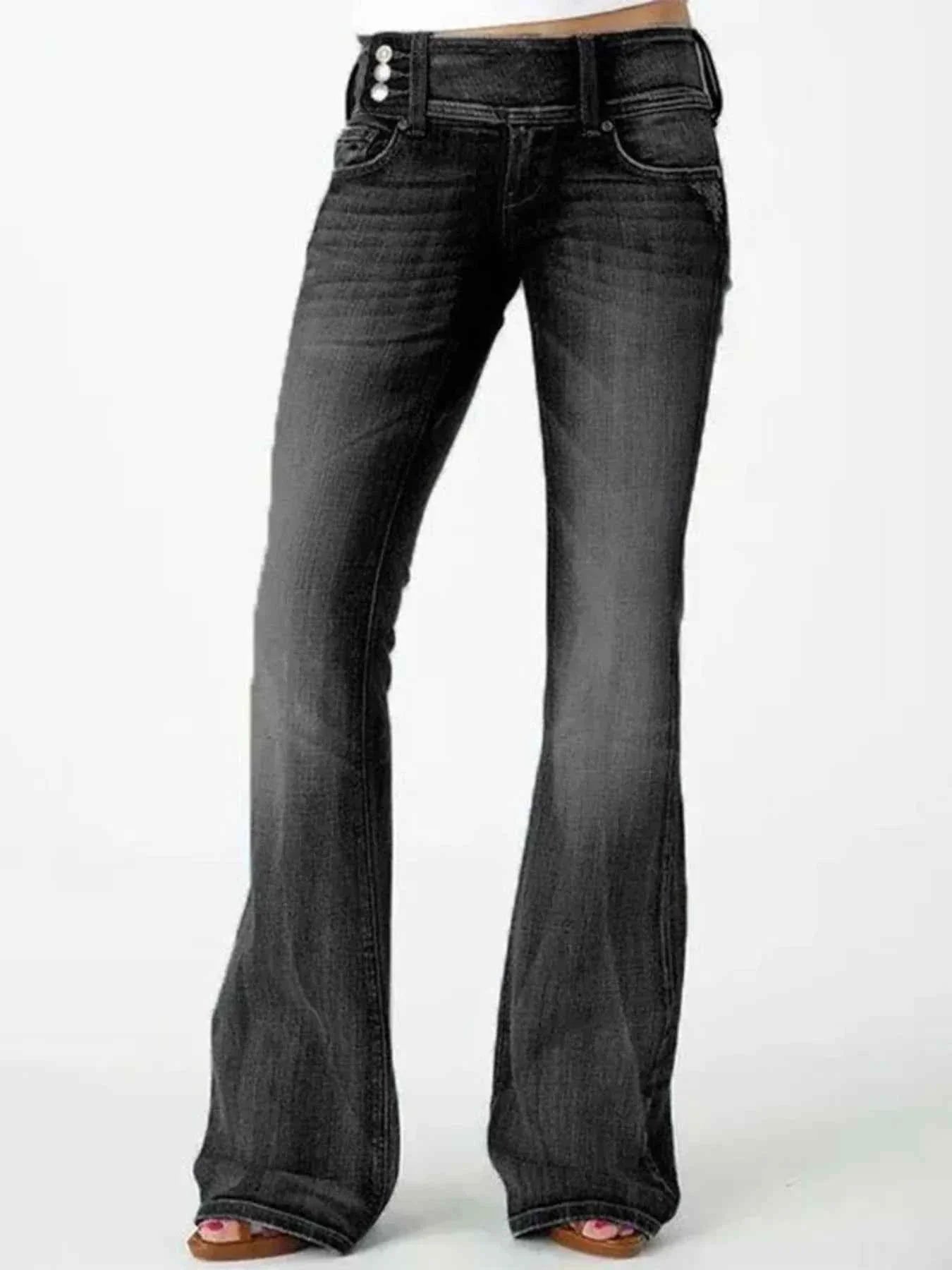 Plus Size Vintage Wash Flare Jeans.