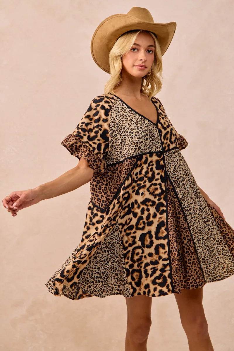 Leopard Print Dress: Mix and Match Short Sleeve Style - EBYNN
