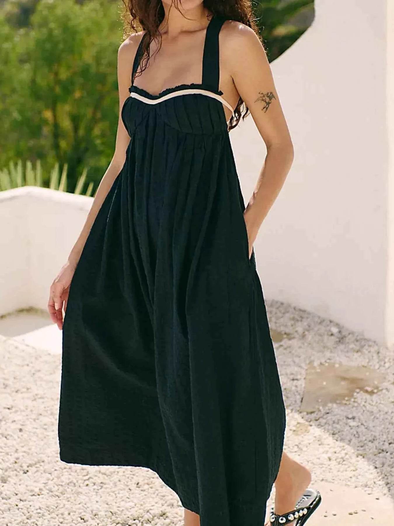 Sweetheart Neck Midi Dress.