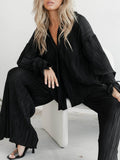 Button Up Long Sleeve Set with Pants - Stylish and Comfortable Outfit - EBYNN