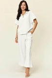 Double Take Texture Half Zip Set with Full Size Top and Pants - EBYNN