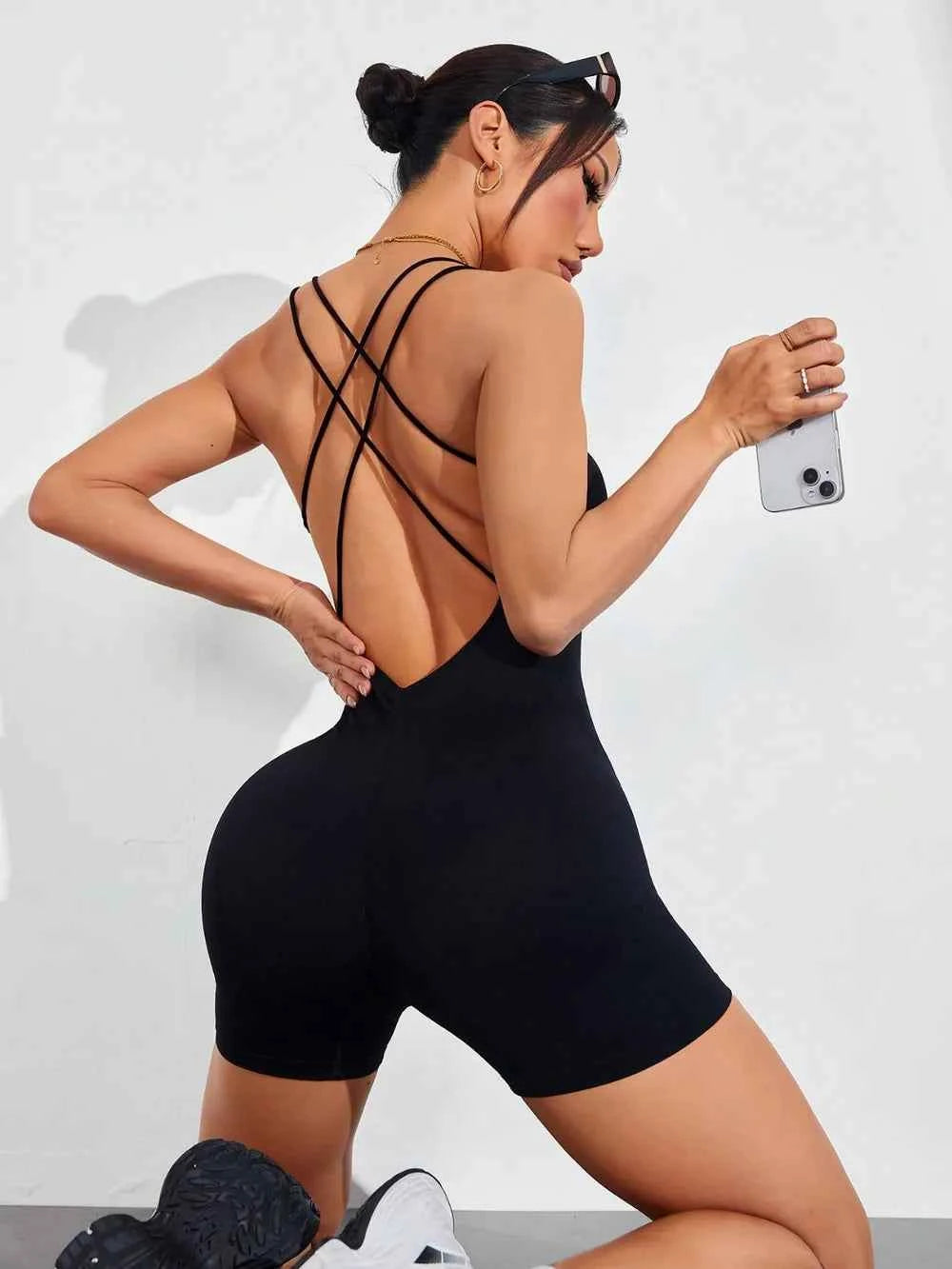 Crisscross Spaghetti Strap Romper.