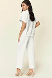 Double Take Texture Half Zip Set with Full Size Top and Pants - EBYNN