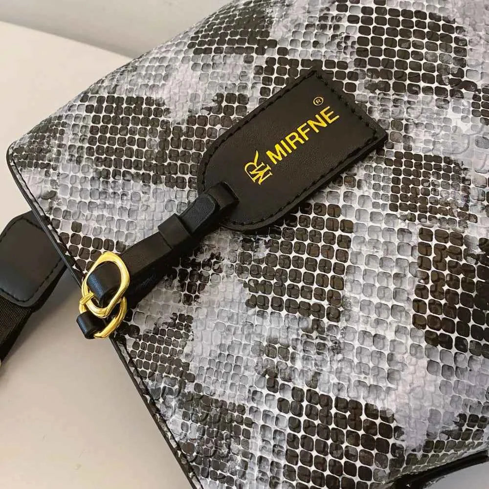 PU Leather Snakeskin Print Crossbody Bag.