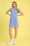 Umgee Periwinkle Contrast Trim Cap Sleeve Mini Dress - EBYNN