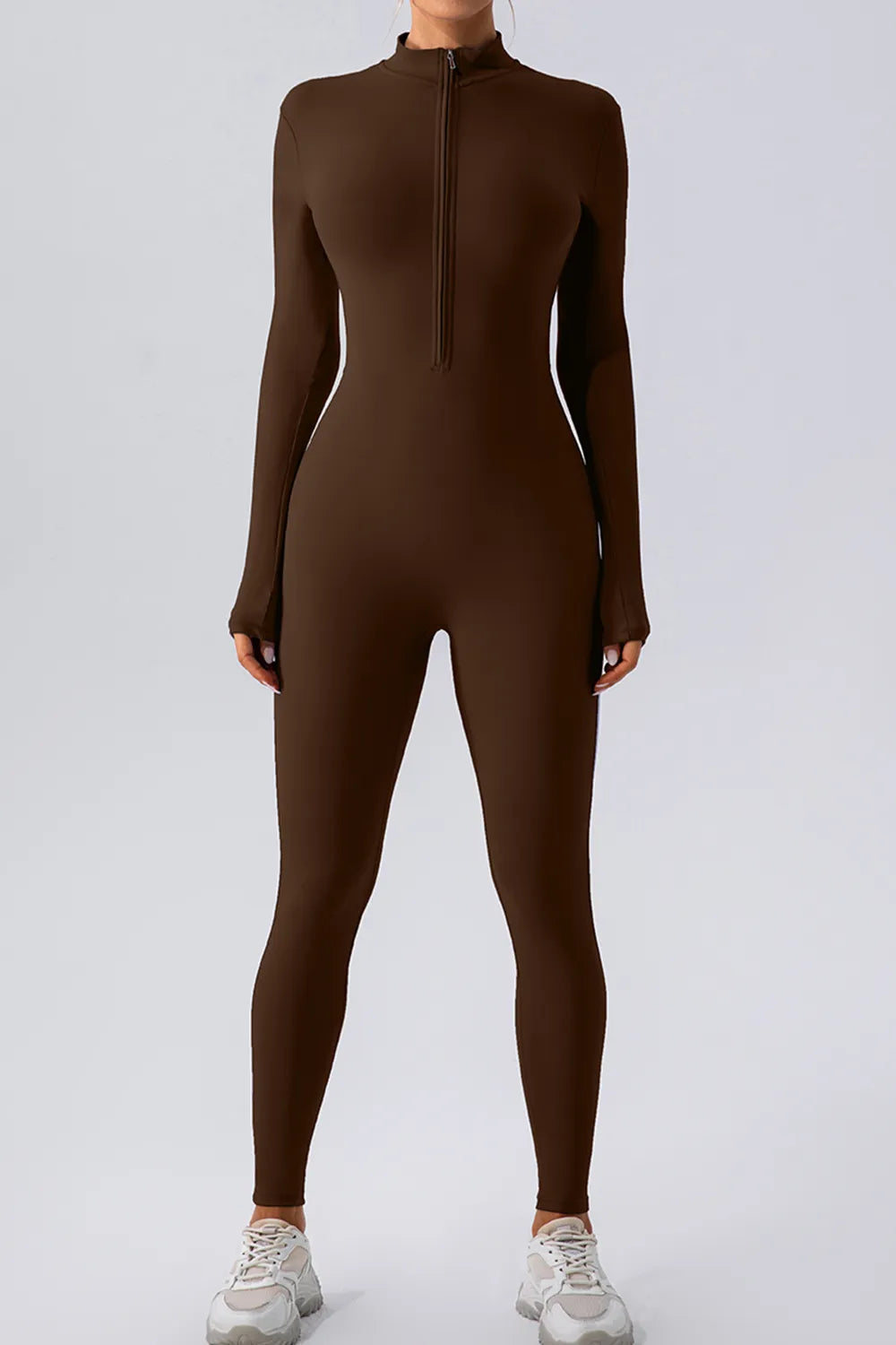 Half Zip Mock Neck Active Jumpsuit.
