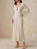 Wave Openwork Crochet Maxi Knit Dress.