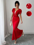 Petal Sleeve Mermaid Maxi Dress.