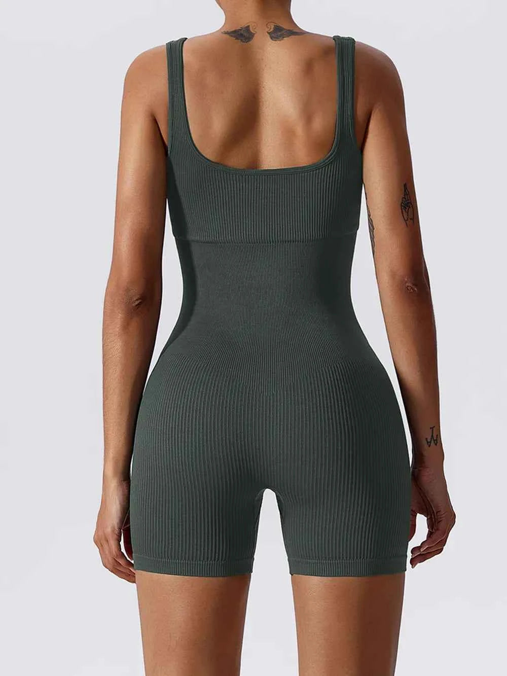 Basic Bae Ribbed Sleeveless Active Romper.
