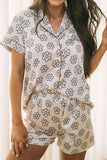 Floral Print Lounge Set: Top & Shorts.