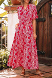 Paisley Print Puff Sleeve High Waist Maxi Dress.
