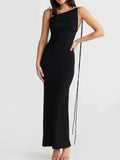 Backless Slit Sleeveless Bodycon Maxi Dress.