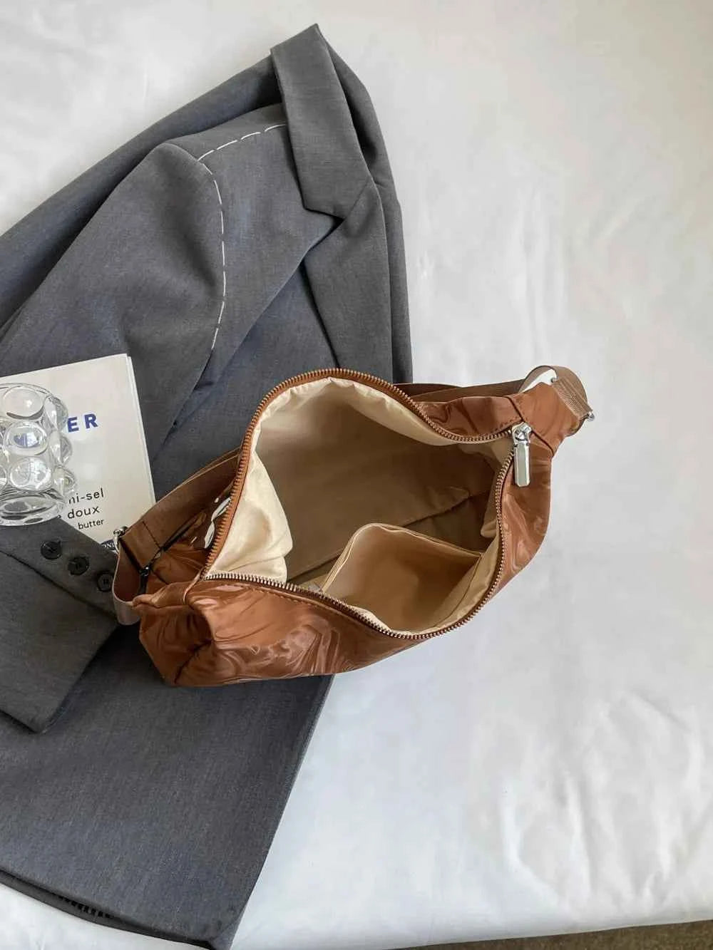 PU Leather Adjustable Strap Shoulder Bag.