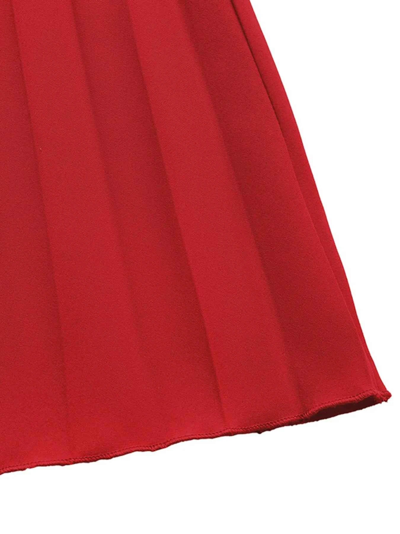 Off-Shoulder Ruffle Pleated Midi Dress.