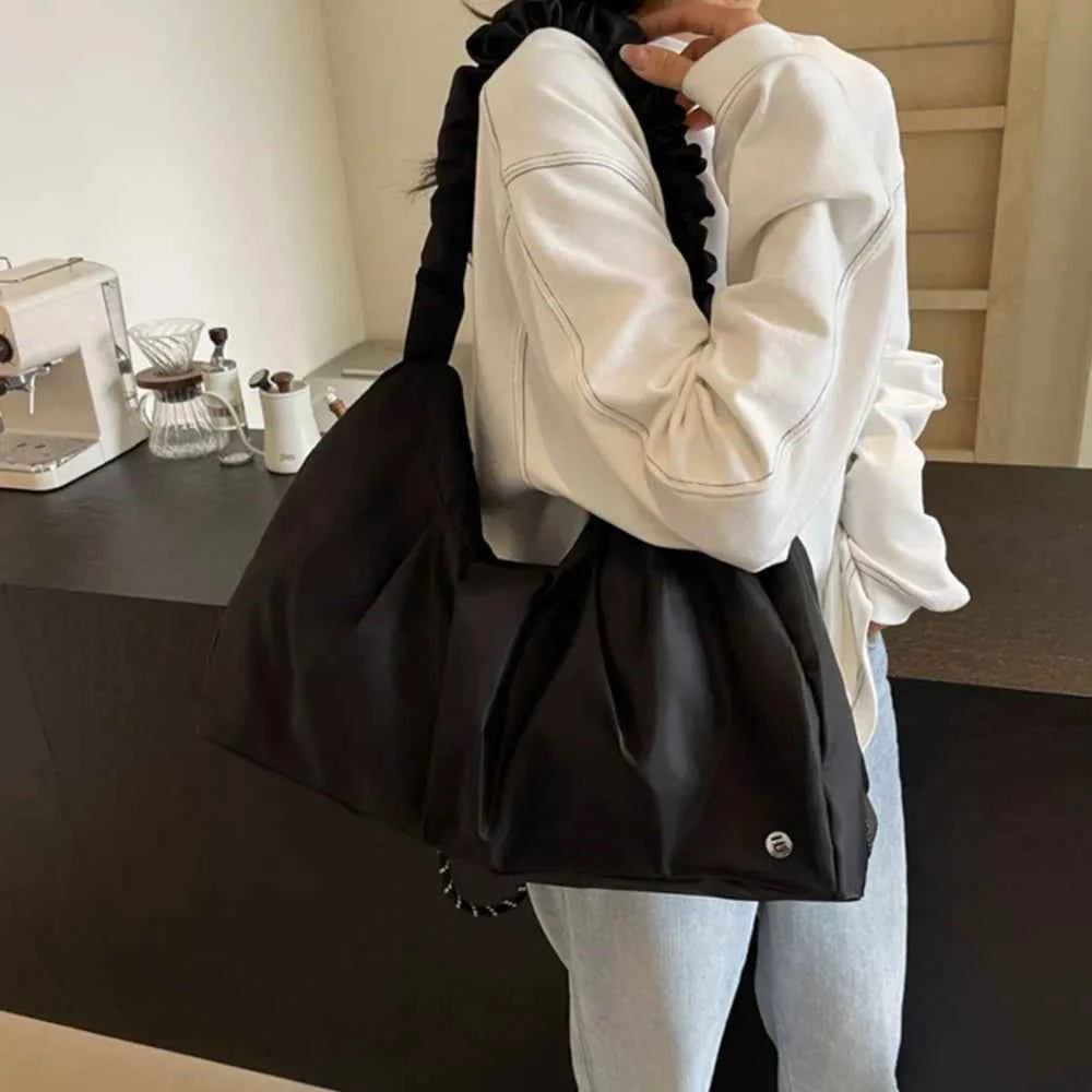 Ruched Large Canvas Tote Bag.