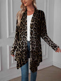 Leopard Print Oversized Long Open Front Cardigan.