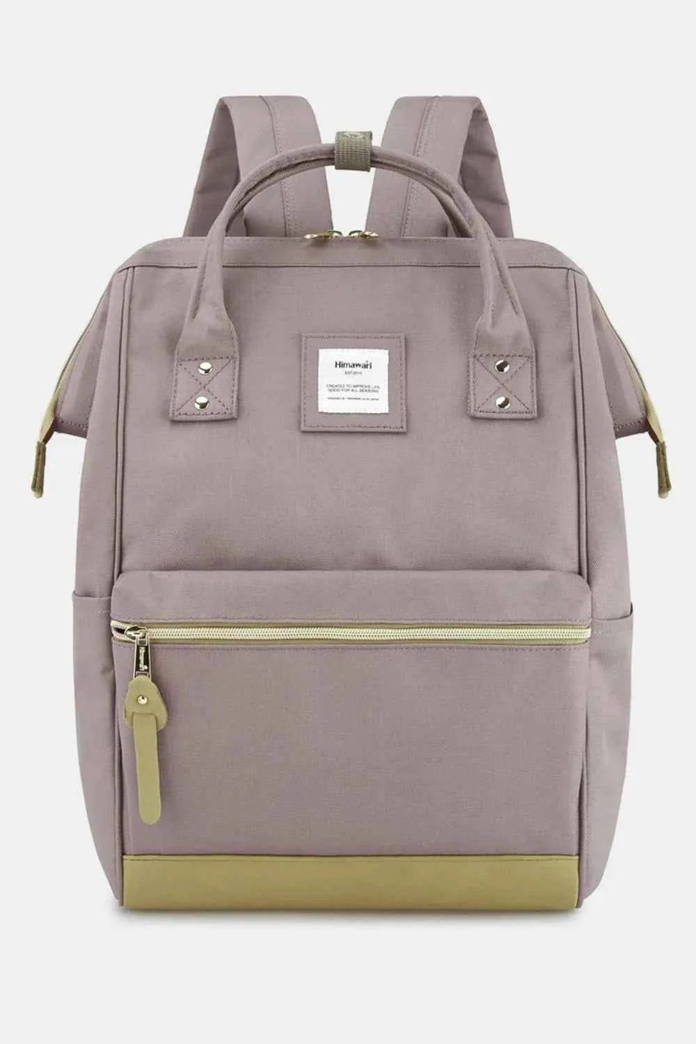 Himawari Contrast Waterproof Canvas Backpack with Side Pockets.
