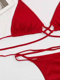 Halter Neck Crisscross Ribbed Bikini Set.