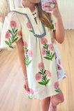 Floral Print Flutter Sleeve Mini Dress.