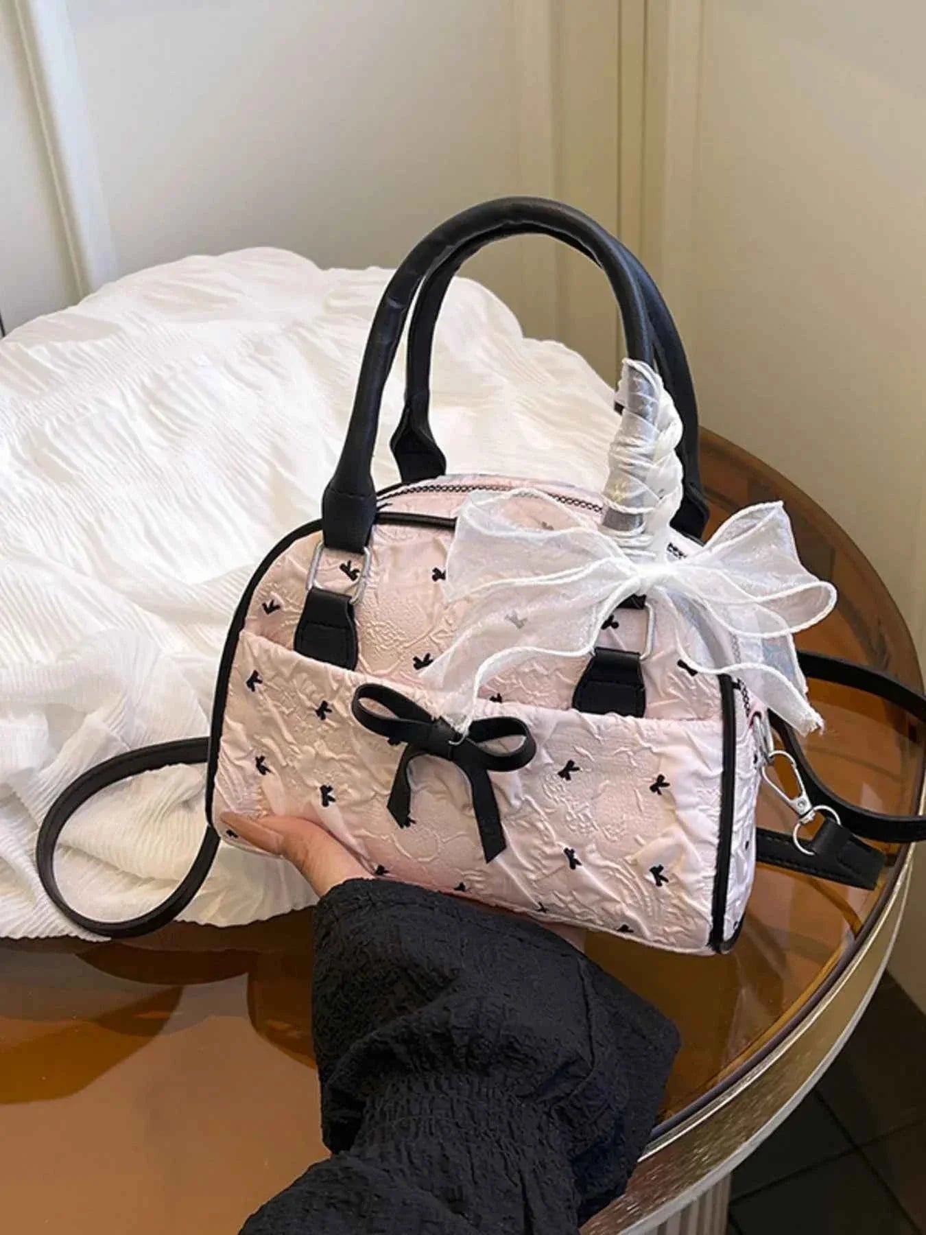 Ruched Bow Crossbody Bag.