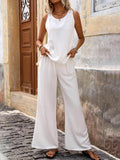 Round Neck Tank and Wide Leg Pants Set - EBYNN